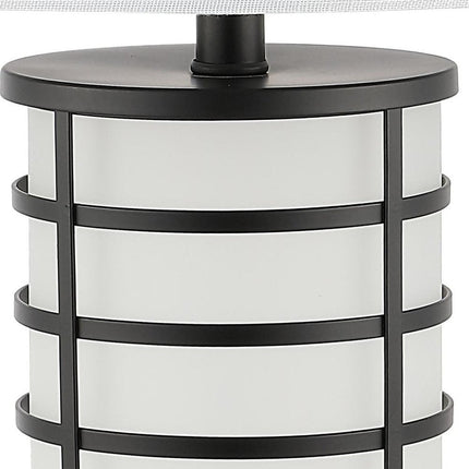 27" Black USB Table Lamp With Drum Shade HomeRoots