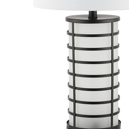 27" Black USB Table Lamp With Drum Shade HomeRoots