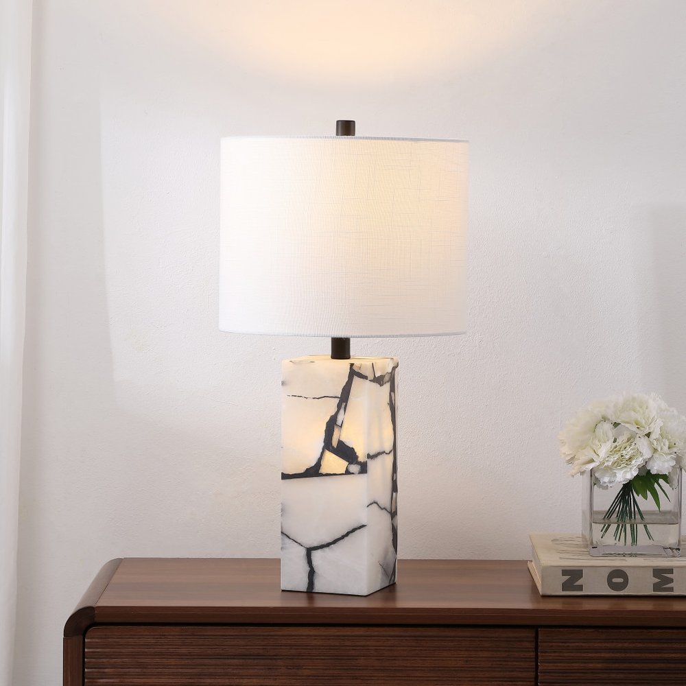 24" Clear Table Lamp LED With Drum Shade