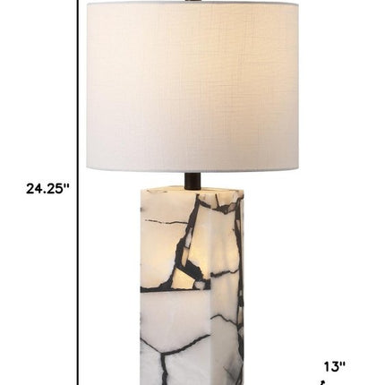 24" Black And White Table Lamp With Drum Shade HomeRoots