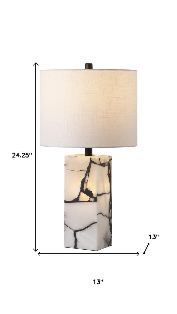 24" Black And White Table Lamp With Drum Shade HomeRoots