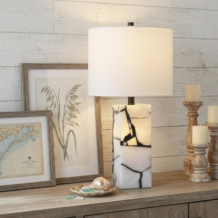 24" Black And White Table Lamp With Drum Shade HomeRoots