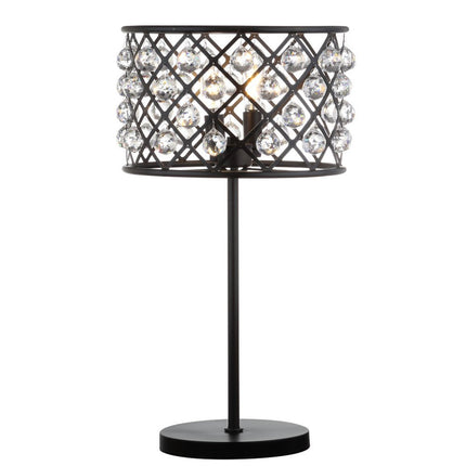 23" Antiqued Bronze Geometric Table Lamp With Drum Shade HomeRoots