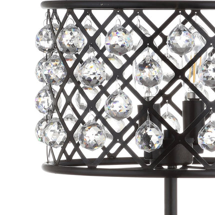 23" Antiqued Bronze Geometric Table Lamp With Drum Shade