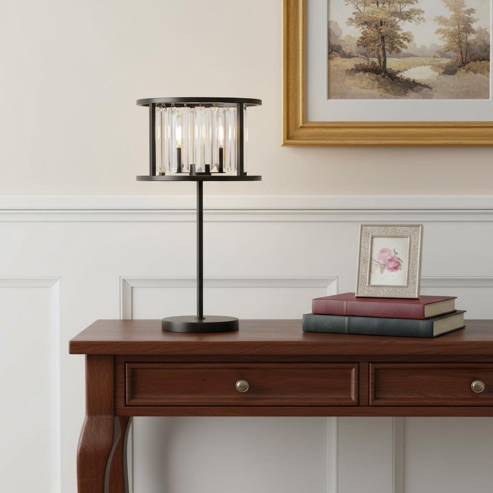 22" Antiqued Bronze Novelty Table Lamp LED With Globe Shade