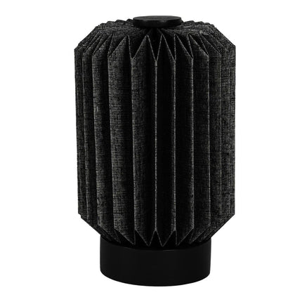 9" Black Geometric Bedside Lamp With Cylinder Shade