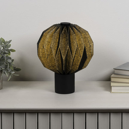11" Black Geometric Table Lamp With Globe Shade