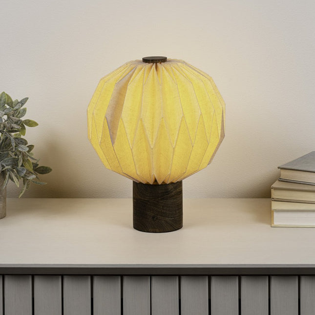 11" Natural Geometric Bedside Lamp With Globe Shade HomeRoots