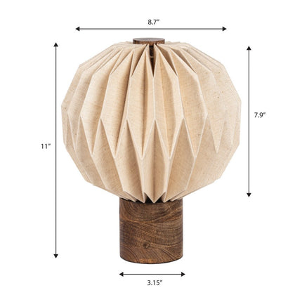 11" Natural Geometric Bedside Lamp With Globe Shade HomeRoots
