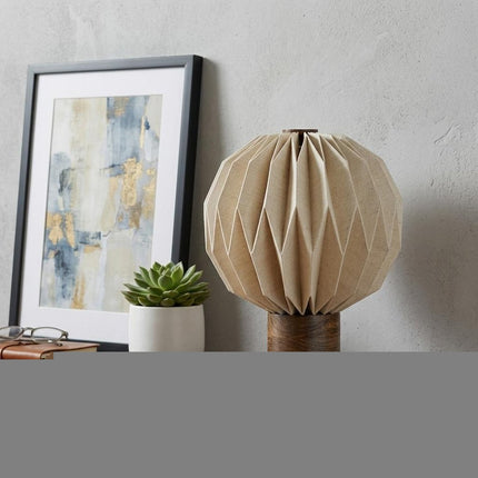 11" Natural Geometric Bedside Lamp With Globe Shade HomeRoots