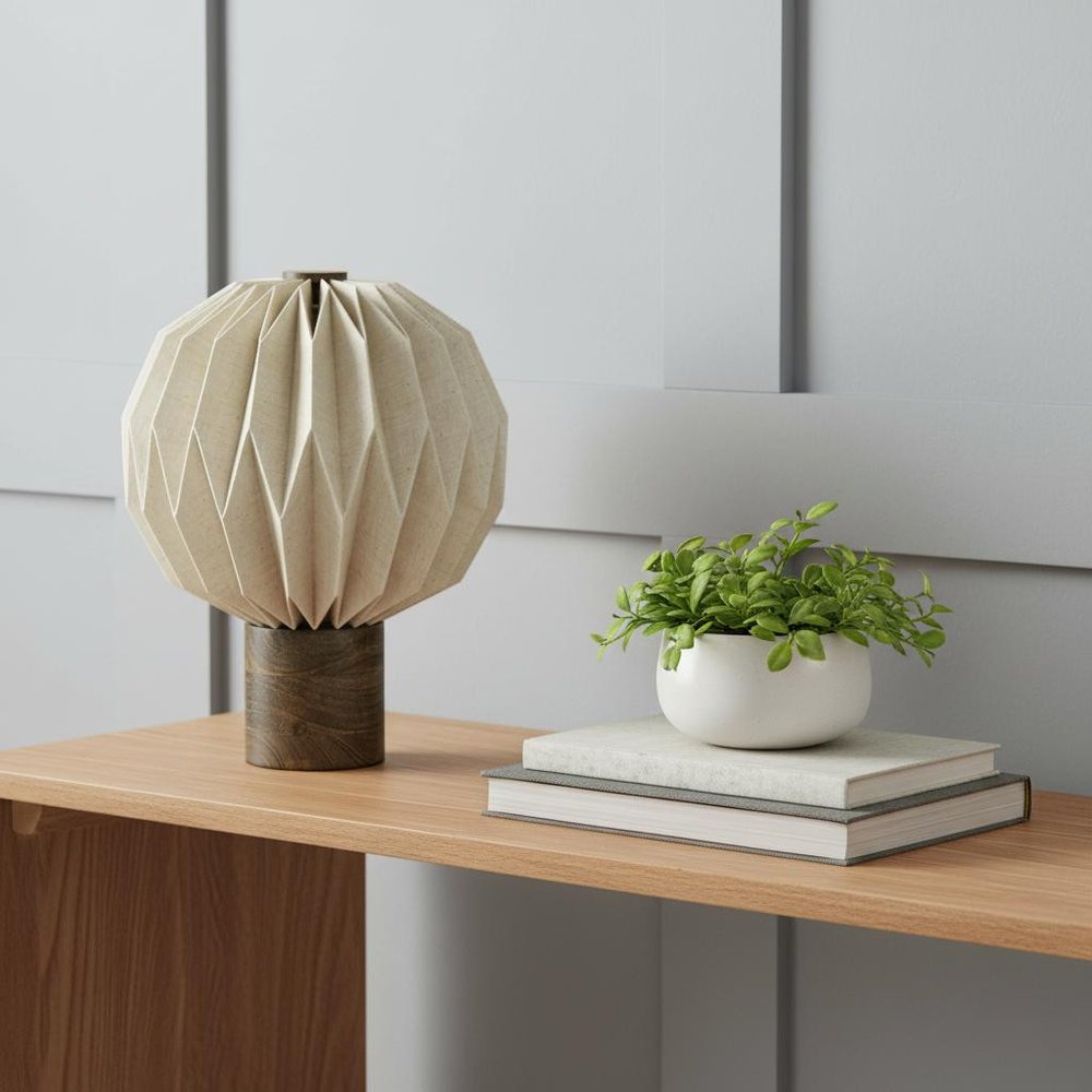 11" Natural Geometric Table Lamp LED With Globe Shade