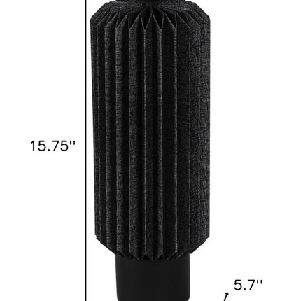 16" Black Geometric Table Lamp With Cylinder Shade