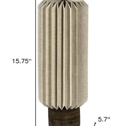 16" Natural Geometric Bedside Lamp With Cylinder Shade HomeRoots