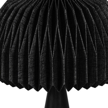 16" Black Ribbed Geometric Bedside Lamp With Dome Shade HomeRoots