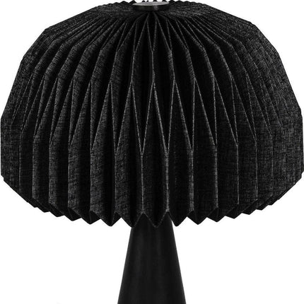 16" Black Ribbed Geometric Bedside Lamp With Dome Shade HomeRoots