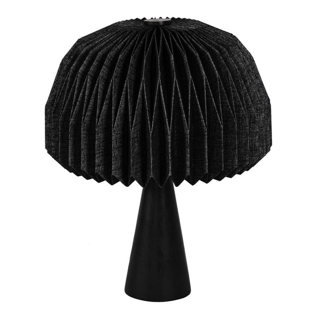 16" Black Ribbed Geometric Bedside Lamp With Dome Shade HomeRoots