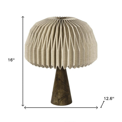 16" Natural Geometric Table Lamp With Dome Shade