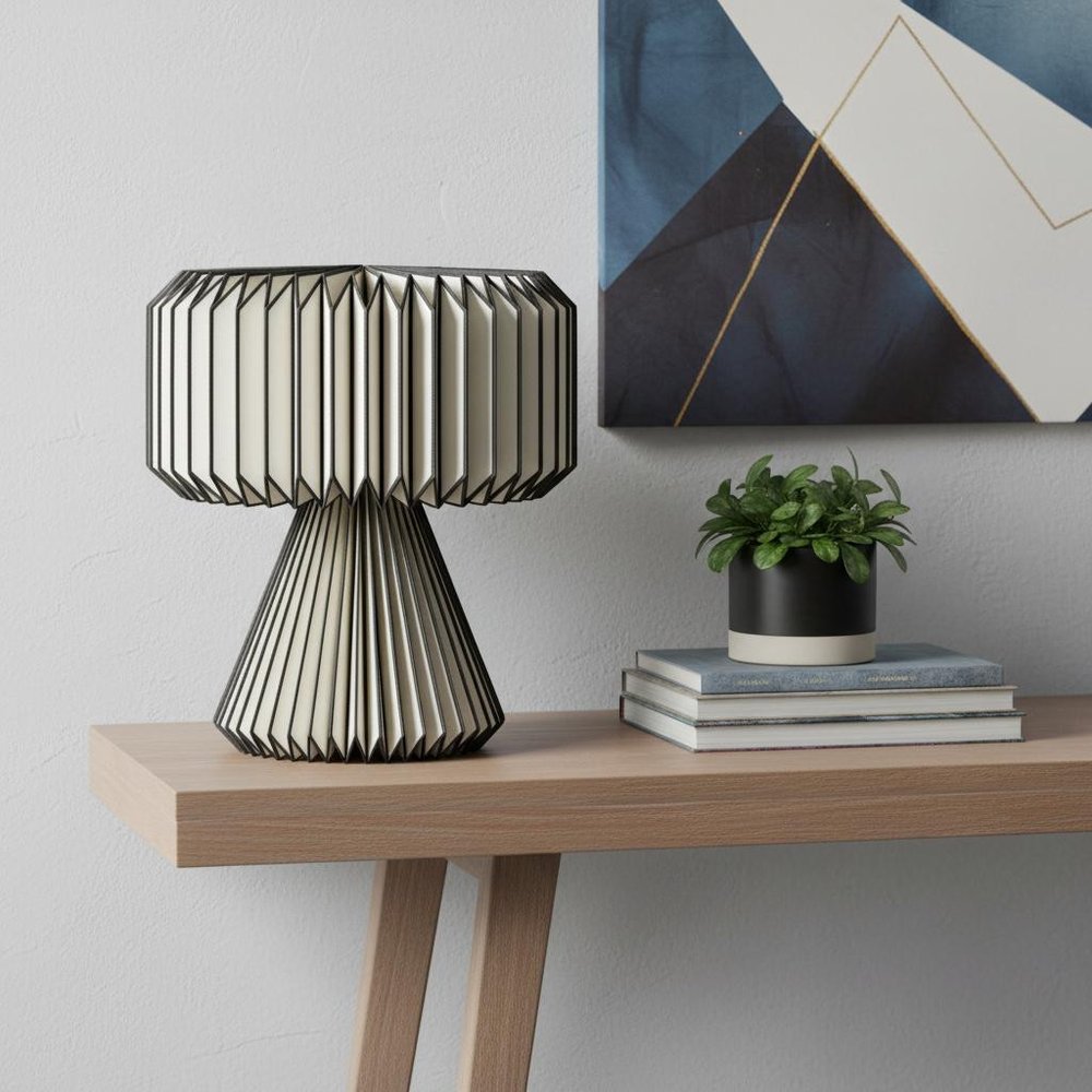 13" Clear Geometric Table Lamp LED With Cylinder Shade