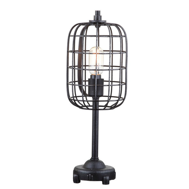 20" Black Geometric Novelty Table Lamp With Drum Shade HomeRoots