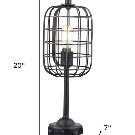 20" Black Geometric Novelty Table Lamp With Drum Shade HomeRoots