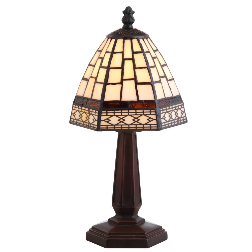 12" Brown Novelty Tiffany Lamp LED With Bell Shade