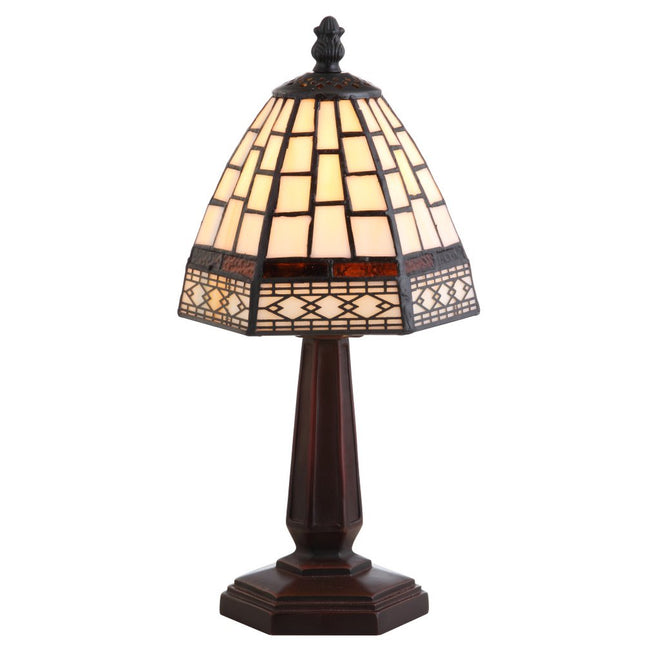 12" Brown Mosaic Tile Novelty Tiffany Lamp With Empire Shade