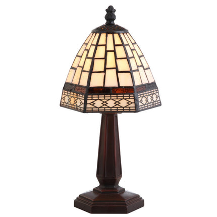 12" Brown Mosaic Tile Novelty Tiffany Lamp With Empire Shade HomeRoots