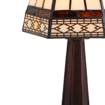 12" Brown Mosaic Tile Novelty Tiffany Lamp With Empire Shade HomeRoots