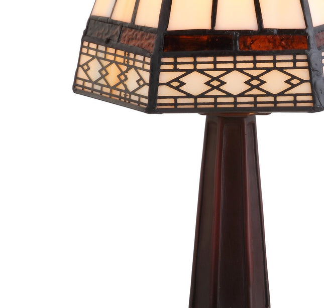 12" Brown Mosaic Tile Novelty Tiffany Lamp With Empire Shade HomeRoots