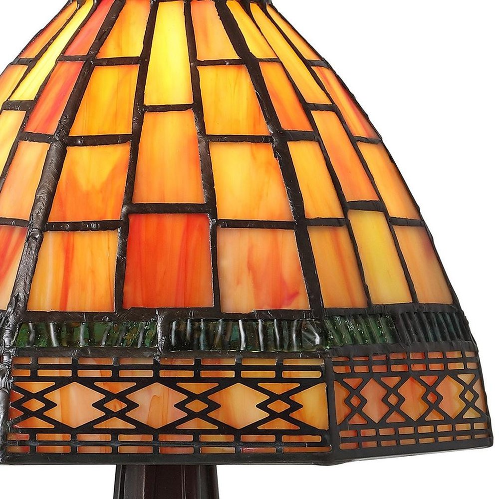 12" Brown Novelty Tiffany Lamp LED With Bell Shade