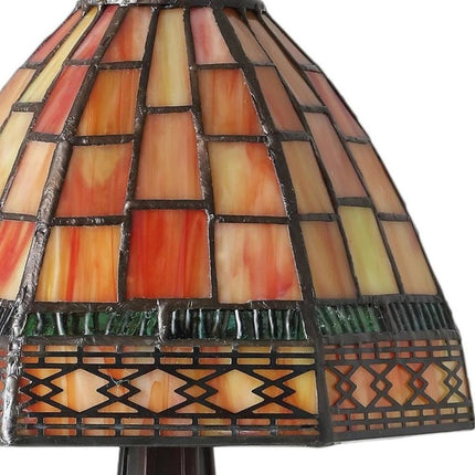 12" Brown Novelty Tiffany Lamp With Bell Shade HomeRoots