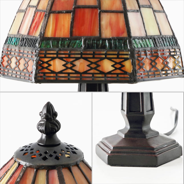 12" Brown Novelty Tiffany Lamp With Bell Shade HomeRoots