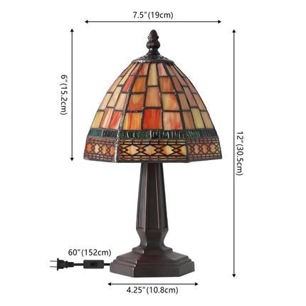 12" Brown Novelty Tiffany Lamp With Bell Shade HomeRoots