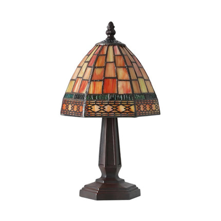12" Brown Novelty Tiffany Lamp With Bell Shade HomeRoots