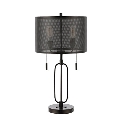 27" Antiqued Bronze Novelty Table Lamp With Drum Shade HomeRoots