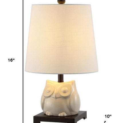 16" Antiqued Bronze Novelty Bedside Lamp With Empire Shade HomeRoots