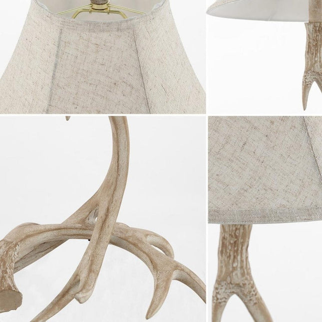 28" Beige Antlers Table Lamp With Bell Shade HomeRoots