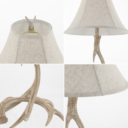 28" Beige Antlers Table Lamp With Bell Shade HomeRoots