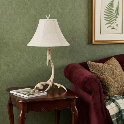 28" Beige Antlers Table Lamp With Bell Shade HomeRoots