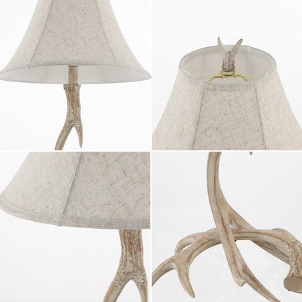 28" Beige Antlers Table Lamp With Bell Shade HomeRoots