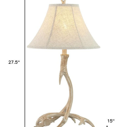 28" Beige Antlers Table Lamp With Bell Shade HomeRoots