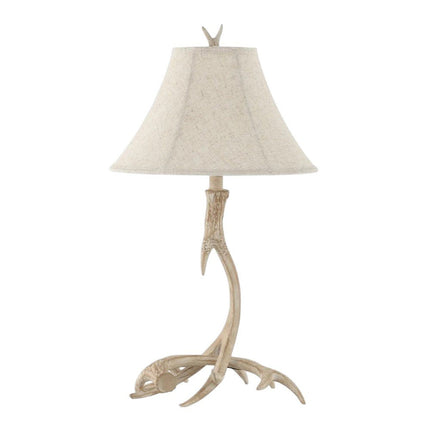 28" Beige Antlers Table Lamp With Bell Shade HomeRoots