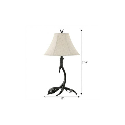 28" Black Antlers Table Lamp With Bell Shade HomeRoots