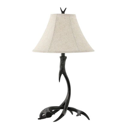 28" Black Antlers Table Lamp With Bell Shade HomeRoots