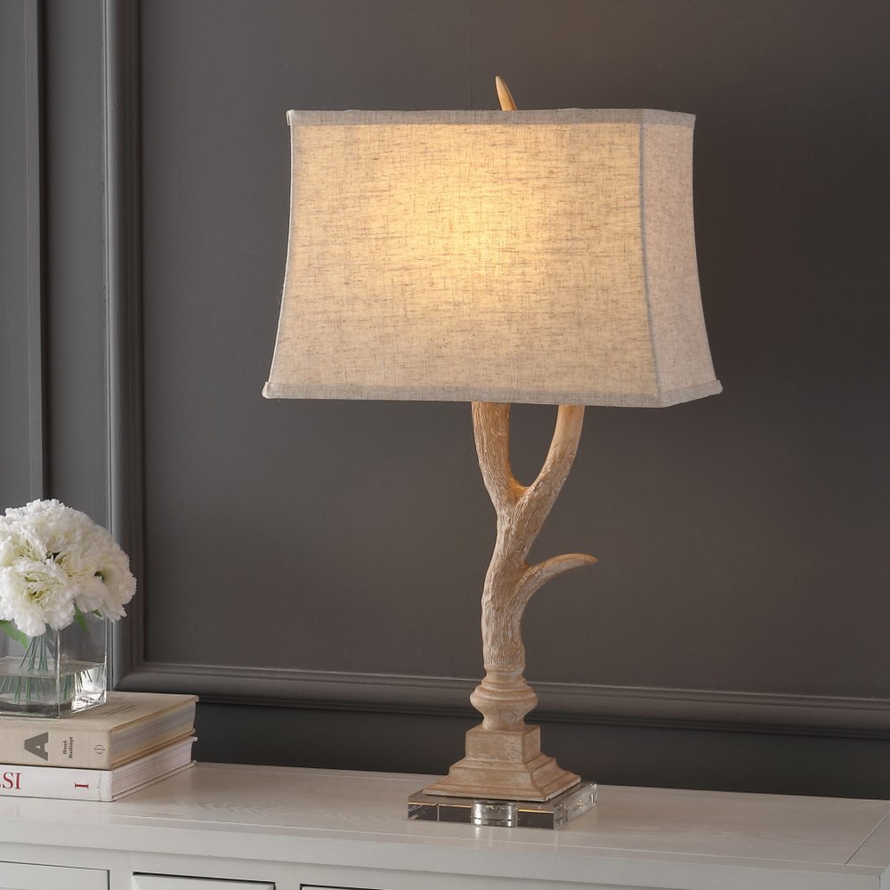 30" Clear Antlers Table Lamp LED With Shade