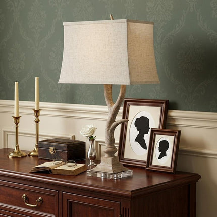 30" Clear Antlers Table Lamp With Shade HomeRoots