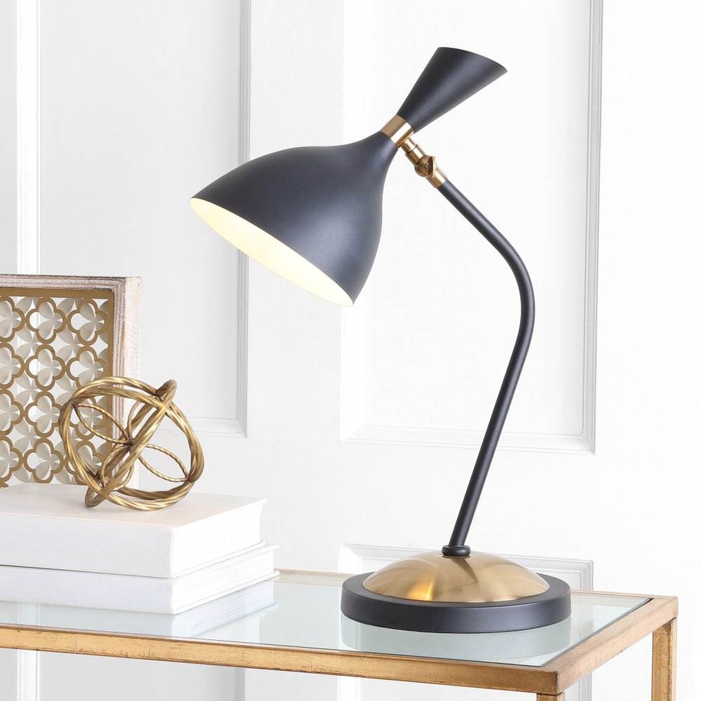 22" Black Table Lamp LED With Bell Shade