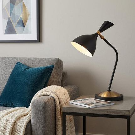 22" Black Table Lamp LED With Bell Shade HomeRoots