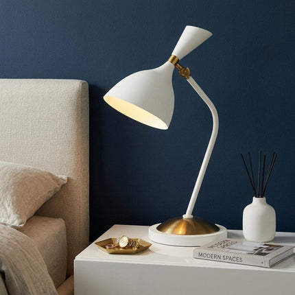 22" White Table Lamp LED With Bell Shade HomeRoots