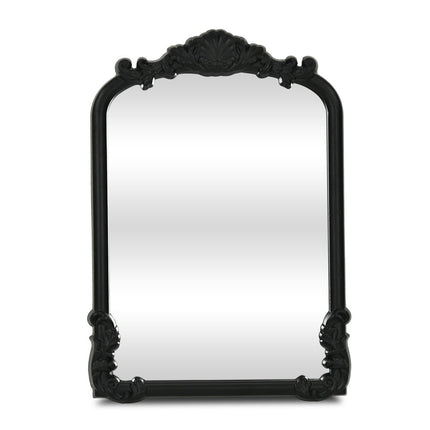 12" Black Solid Wood Scalloped Framed Makeup Shaving Tabletop Mirror